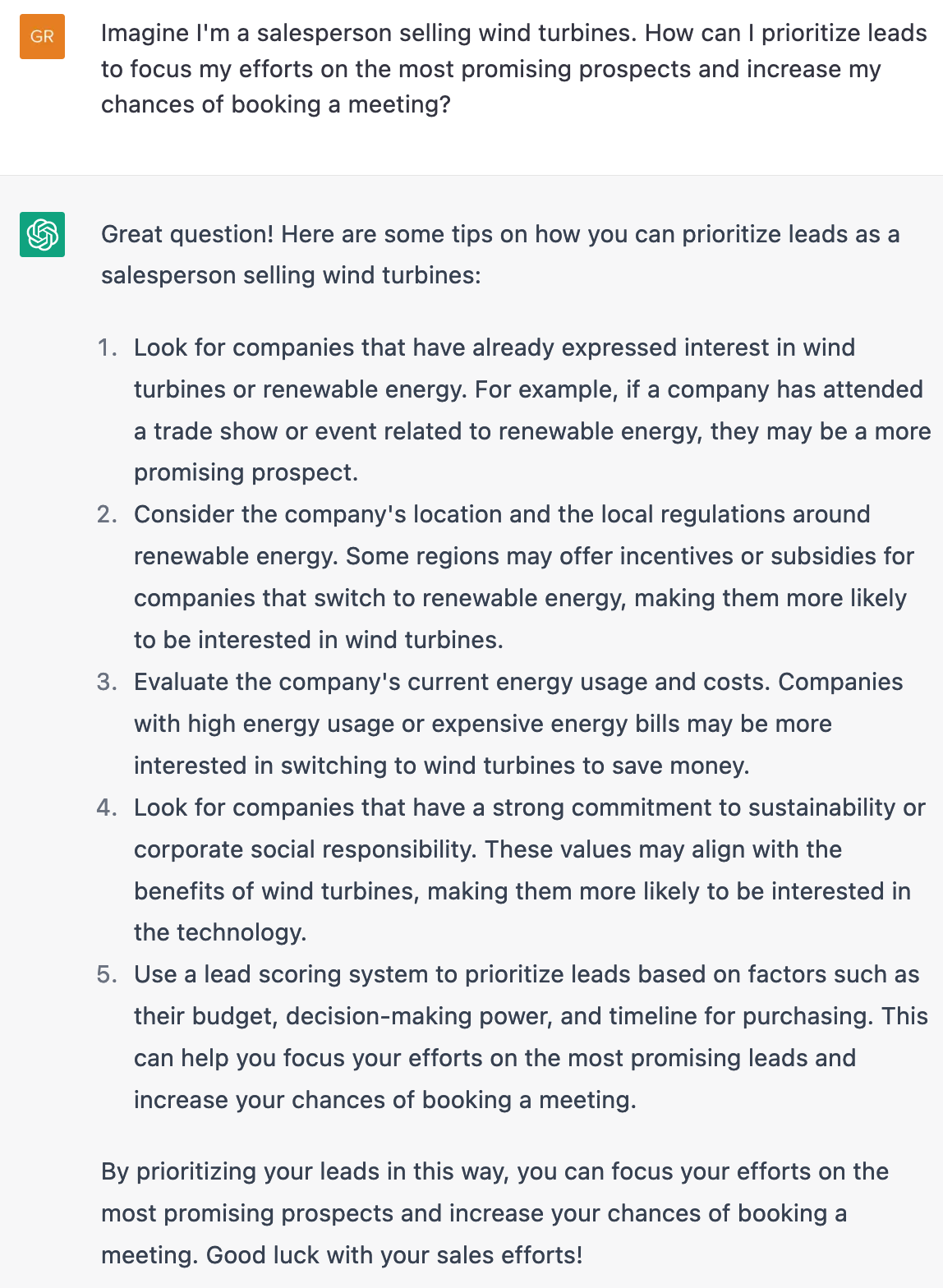 How to prioritize leads before a cold cold with ChatGPT