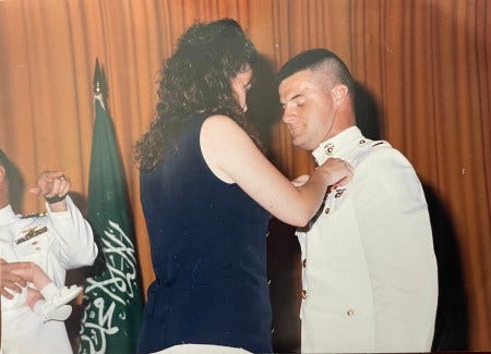 The former Mrs S. pinning my wings