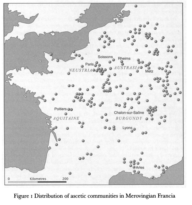 Locations of Monasteries and Churches in Merovingian France Locations of Monasteries and Churches in Merovingian France