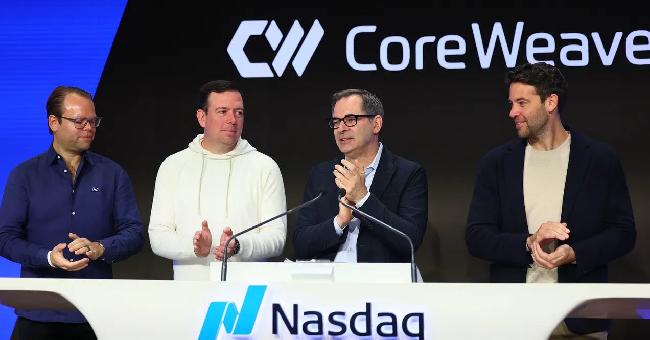 Executives applauding at a CoreWeave event at Nasdaq, as rising rates squeeze the neoclouds financing AI data centers Executives applauding at a CoreWeave event at Nasdaq, as rising rates squeeze the neoclouds financing AI data centers