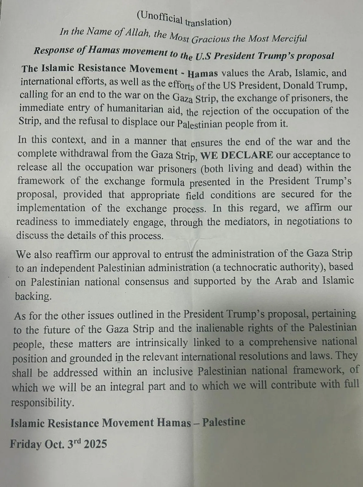 Das strategische Risiko der Hamas