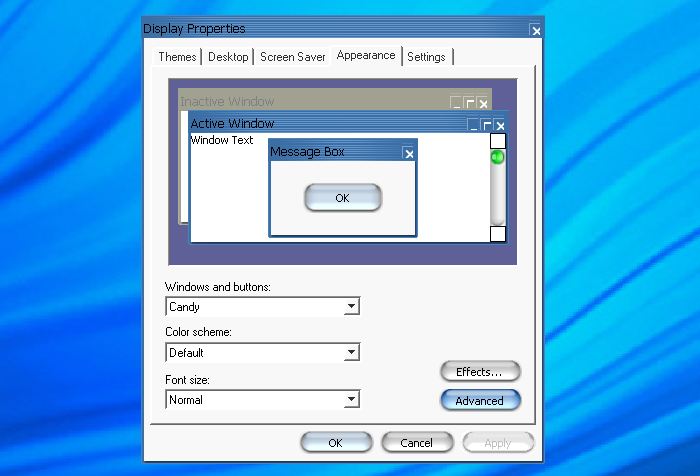 Windows XP's Candy theme.