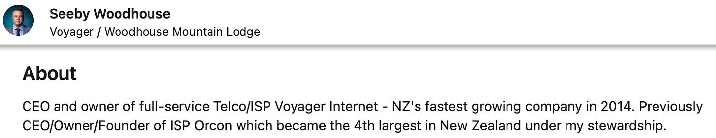 "CEO and owner of full-service Telco/ISP Voyager Internet - NZ's fastest growing company in 2014. Previously CEO/Owner/Founder of ISP Orcon which became the 4th largest in New Zealand under my stewardship."