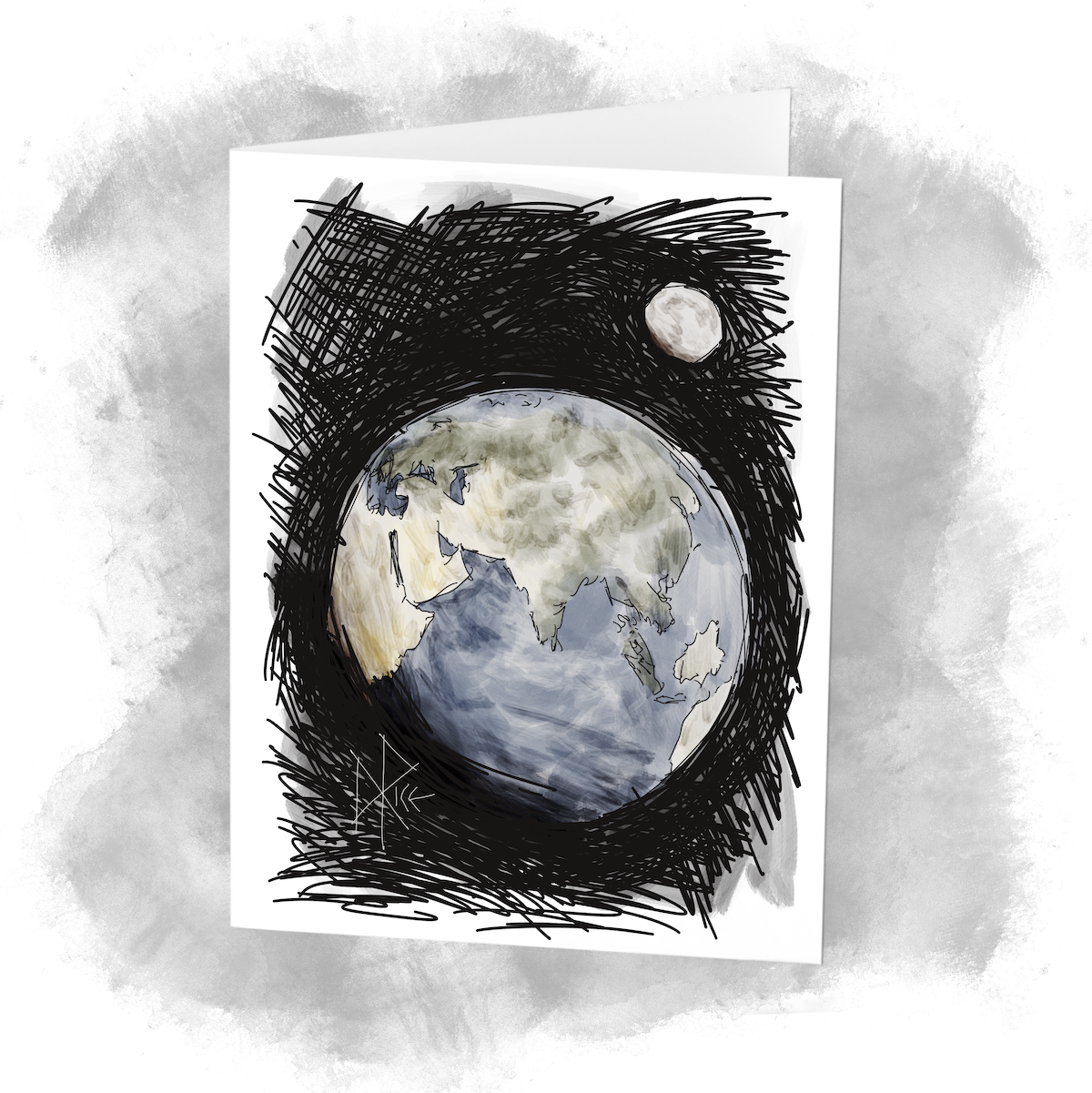 Earth and Moon looking pretty sweet in the big dark universe. Sketch art by Don Rice. Earth and Moon looking pretty sweet in the big dark universe. Sketch art by Don Rice.