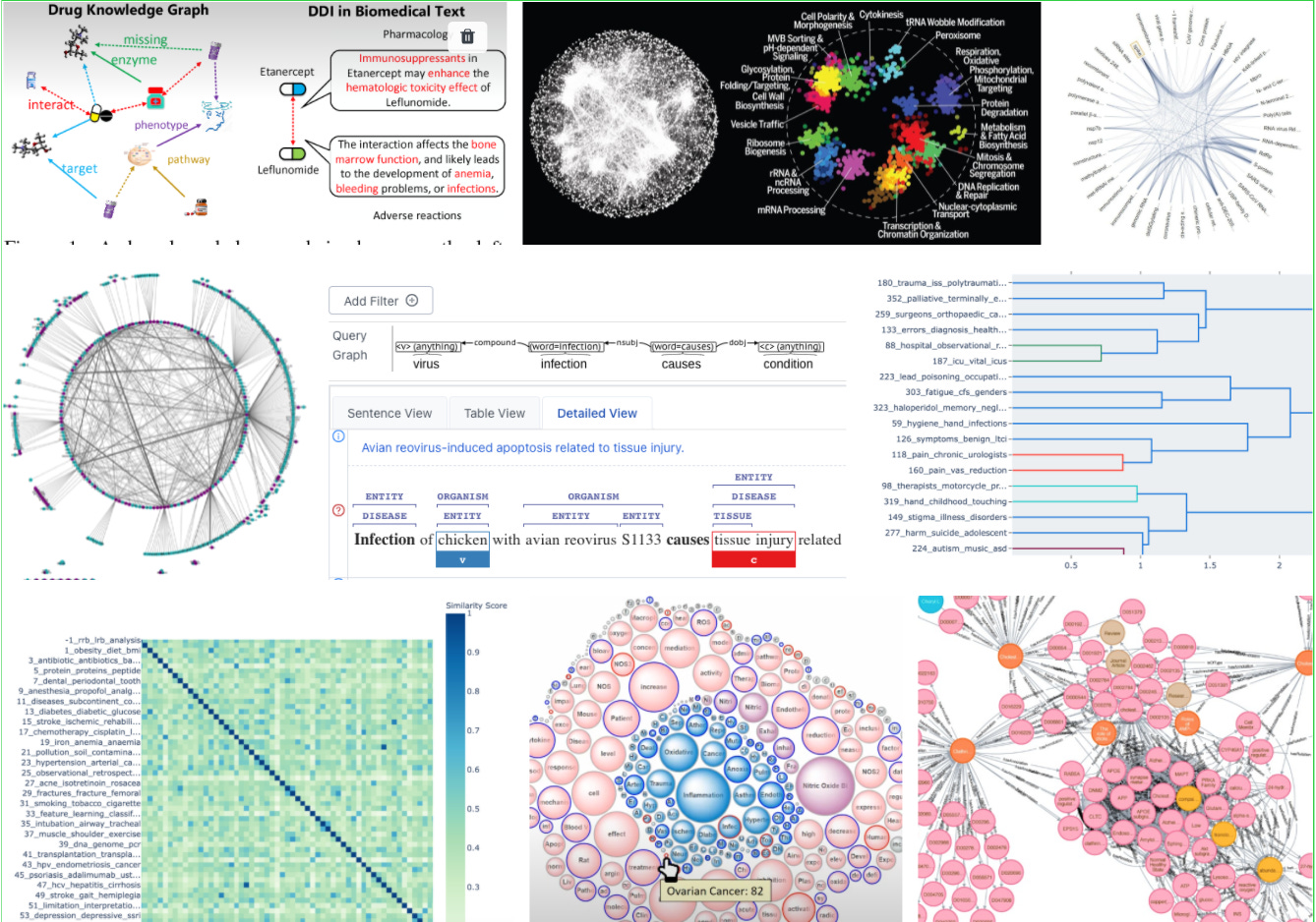 Multiple images of UIs that serve up semantic knowledge products
