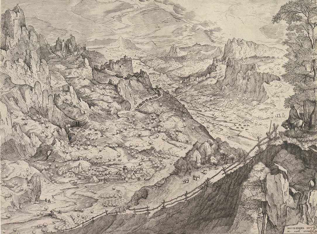 pieter bruegel large alpine landscape engraving