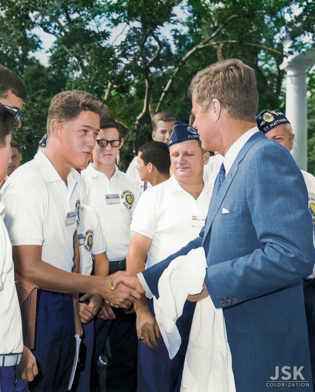 A teenage Bill Clinton shaking hands with JFK A teenage Bill Clinton shaking hands with JFK