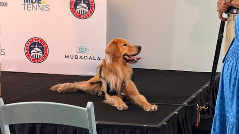 France Tiafoe, Jessica Pegula, Tucker the service dog