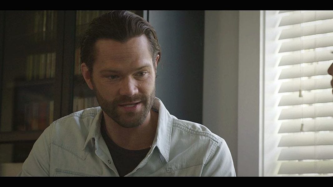 Jared Padalecki Walker smiling at Cassie. Jared Padalecki Walker smiling at Cassie.