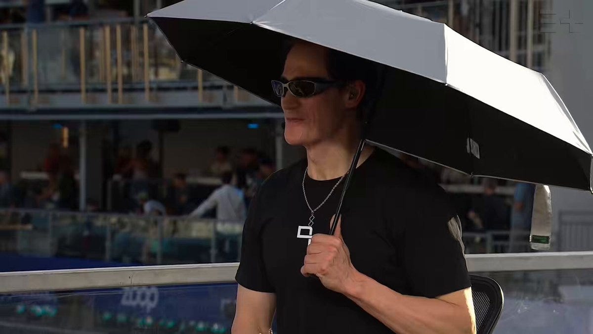 Bryan Johnson reveals why he uses an umbrella even when it's not raining and UV levels are low “90% of physical skin aging is from the sun, so this is a UV Bryan Johnson reveals why he uses an umbrella even when it's not raining and UV levels are low “90% of physical skin aging is from the sun, so this is a UV