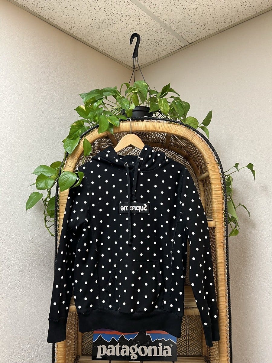 2012 Supreme X Comme Des Garcons CDG Polka Dot Box Logo Hoodie Black Small