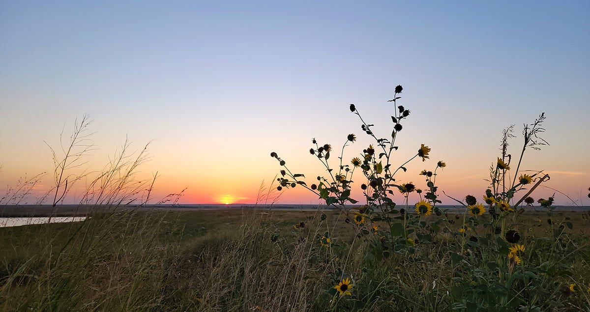 Sunset on the prairie in Oklahoma.
