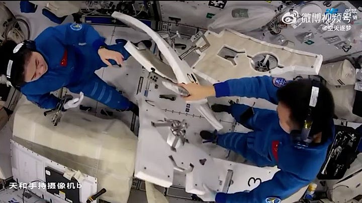 Various debris protection panels being prepared for a spacewalk in March.
