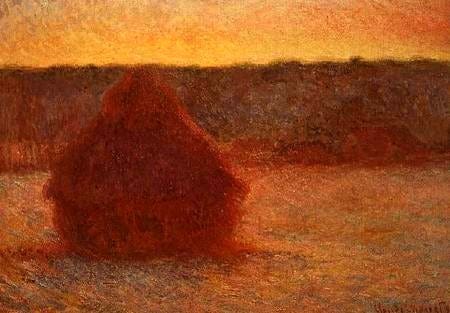Haystacks at Sunset, Frosty Weather - Claude Monet en reproducción ...
