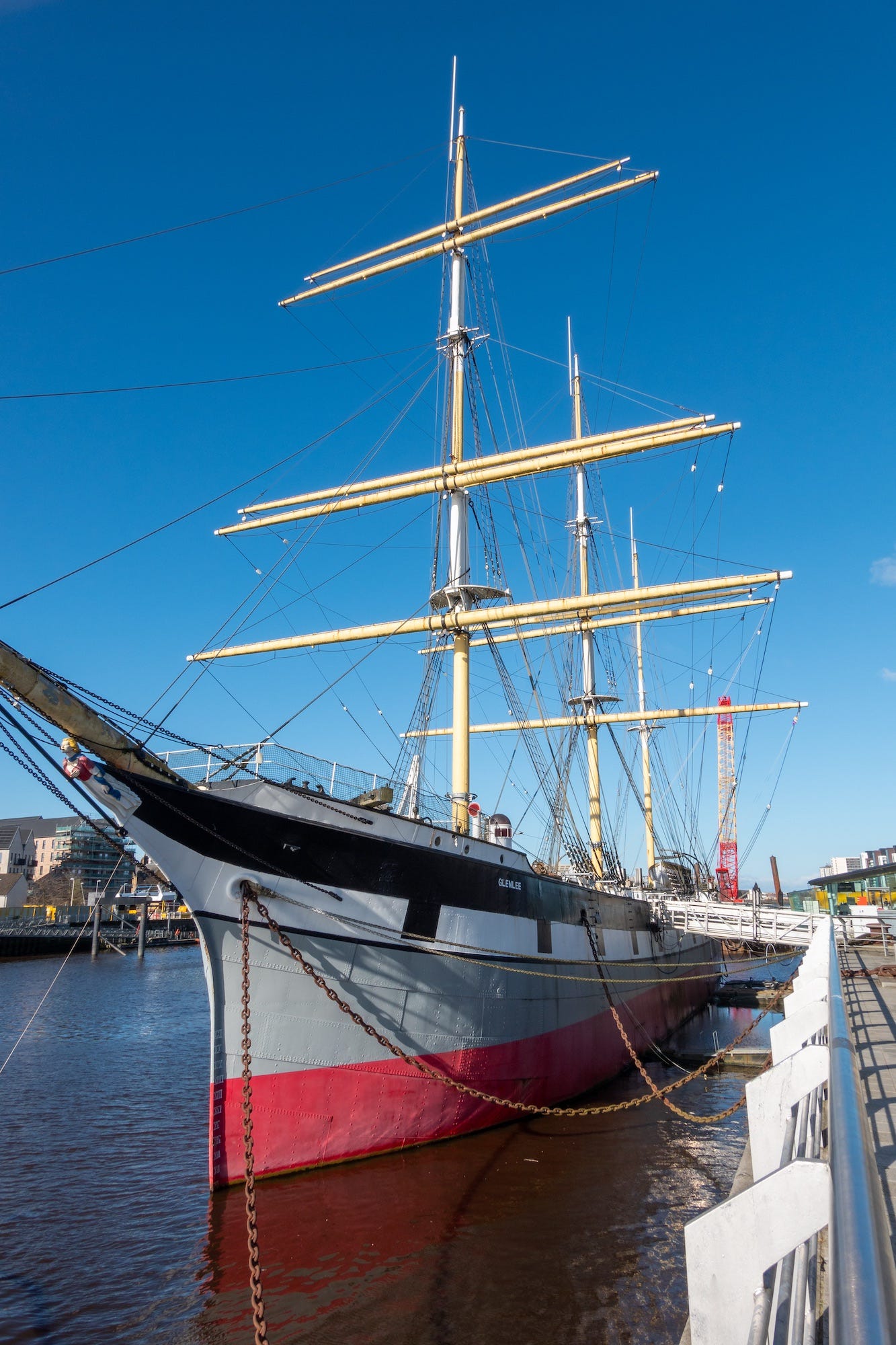 The Glennlee tall ship, a visitor attraction on the Clyde outside the Riverside Museum in Glasgow © Felicity Martin The Glennlee tall ship, a visitor attraction on the Clyde outside the Riverside Museum in Glasgow © Felicity Martin
