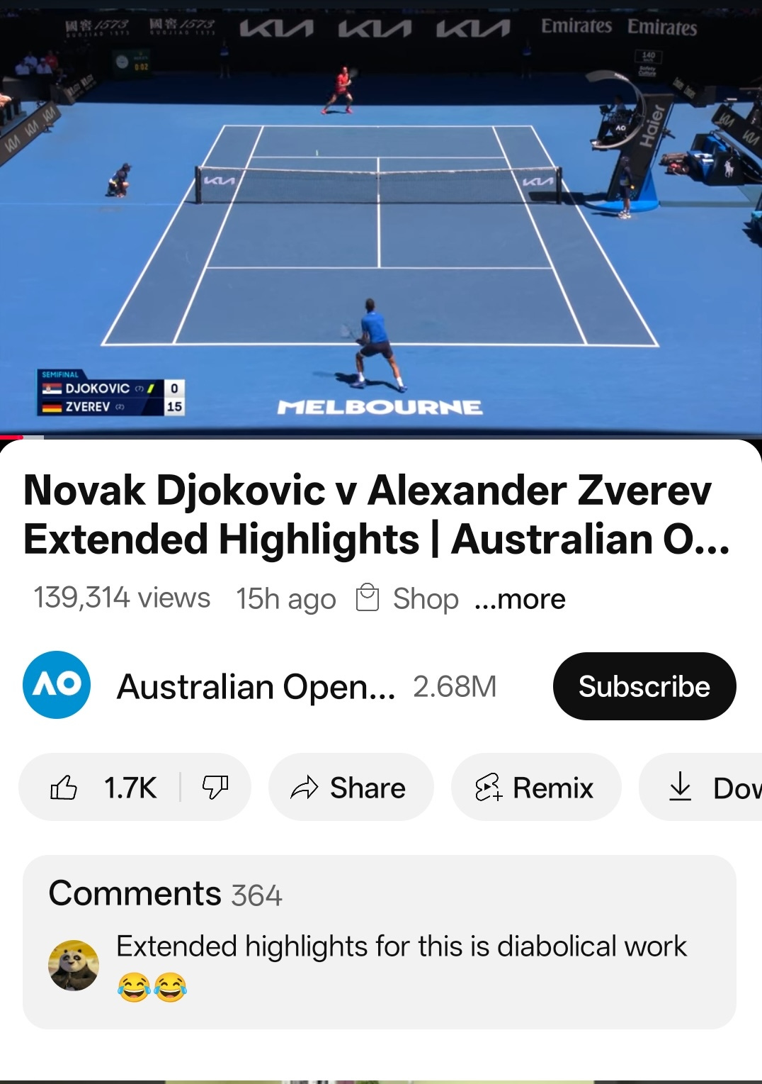 Perplexity Australian Open highlights YouTube