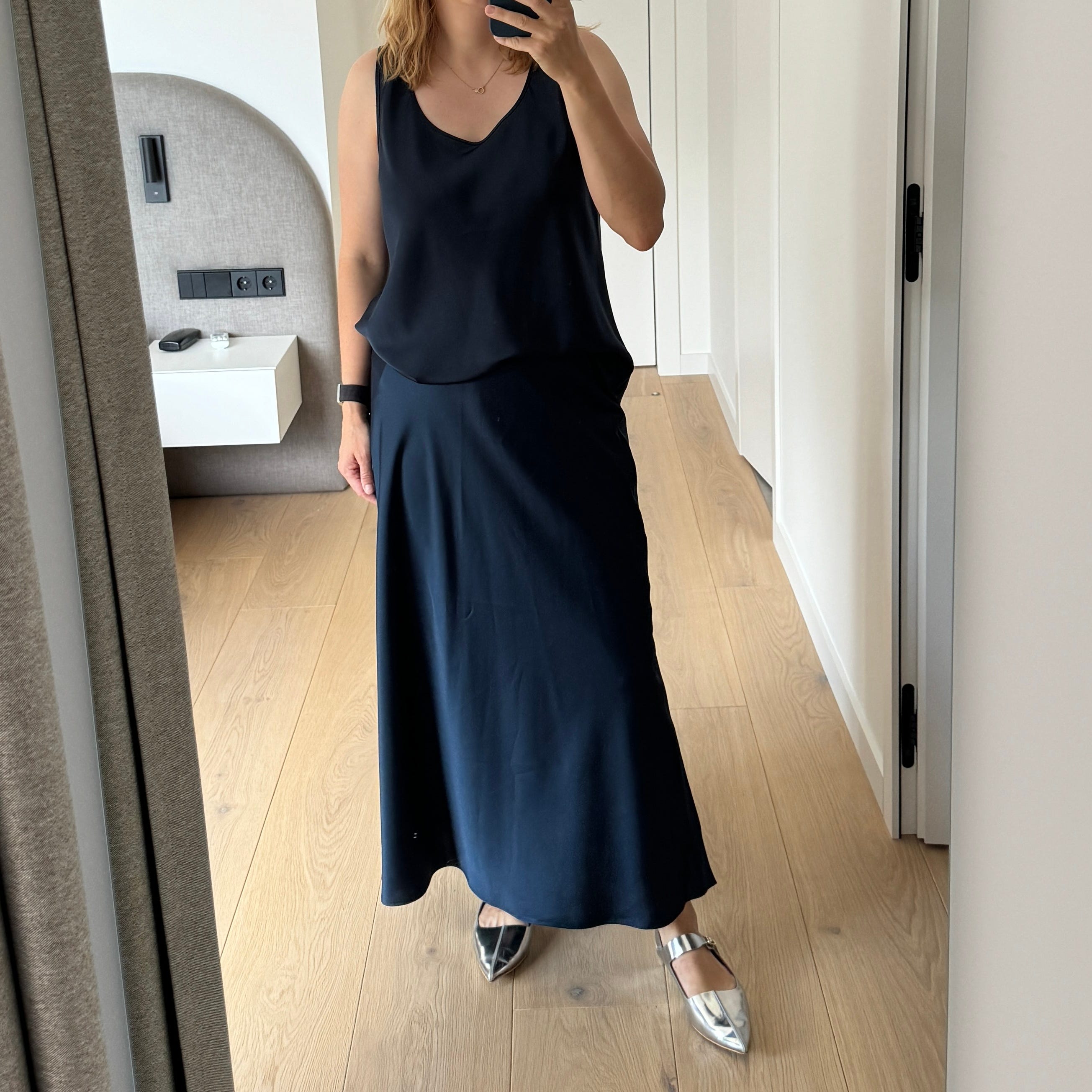 knee length dresses for ladies Maternity Slip Dress Long main image 1
