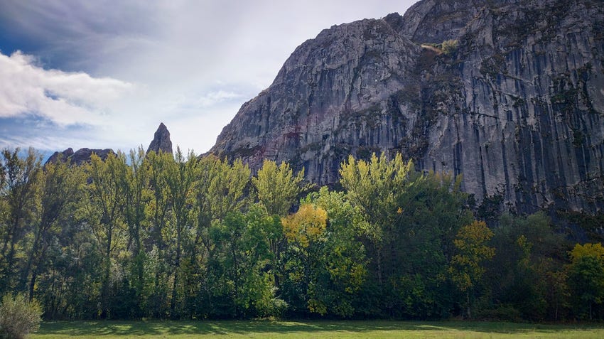 Paisaje con árbol y un desfiladero