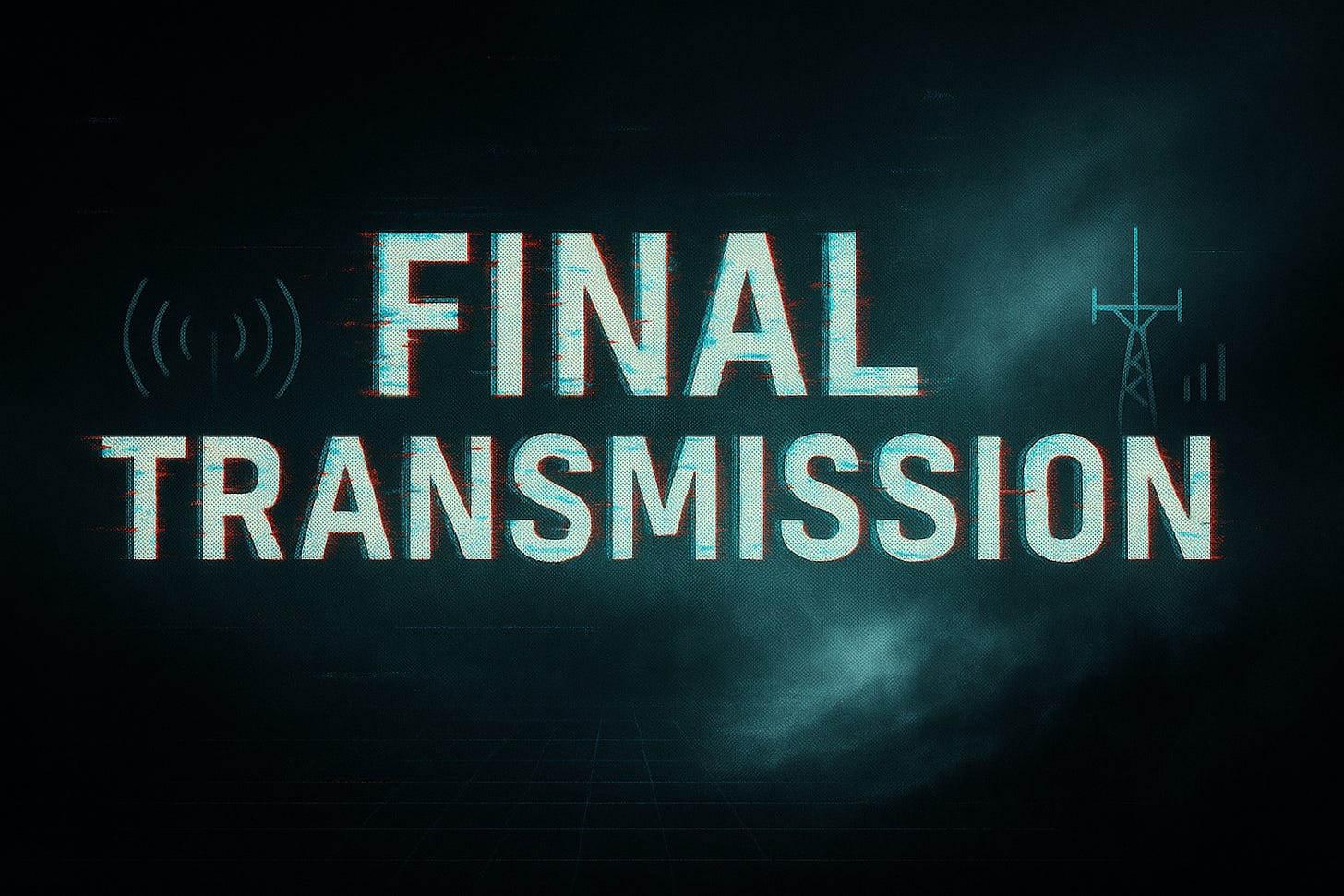 Banner reading “FINAL TRANSMISSION” with visual elements of fog, static, and signal waves.