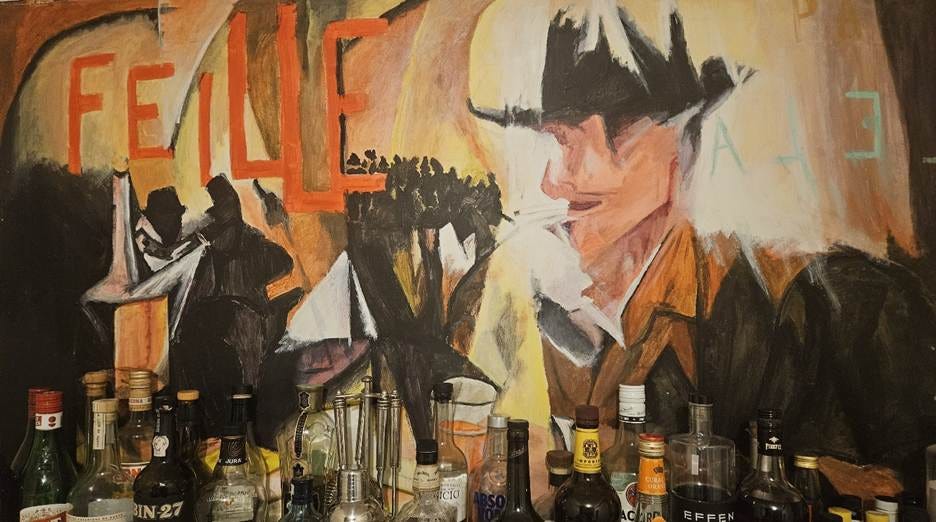 A painting of a person smoking a cigarette

Description automatically generated