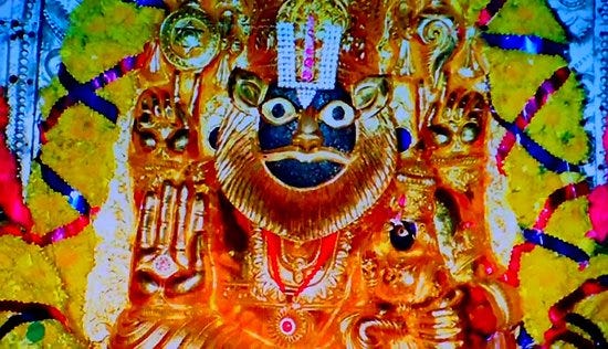 Lakshmi Narasimha in the inner sanctum - Picture of Sri Laxmi Narasimha  Swamy Temple, Antarvedi - Tripadvisor