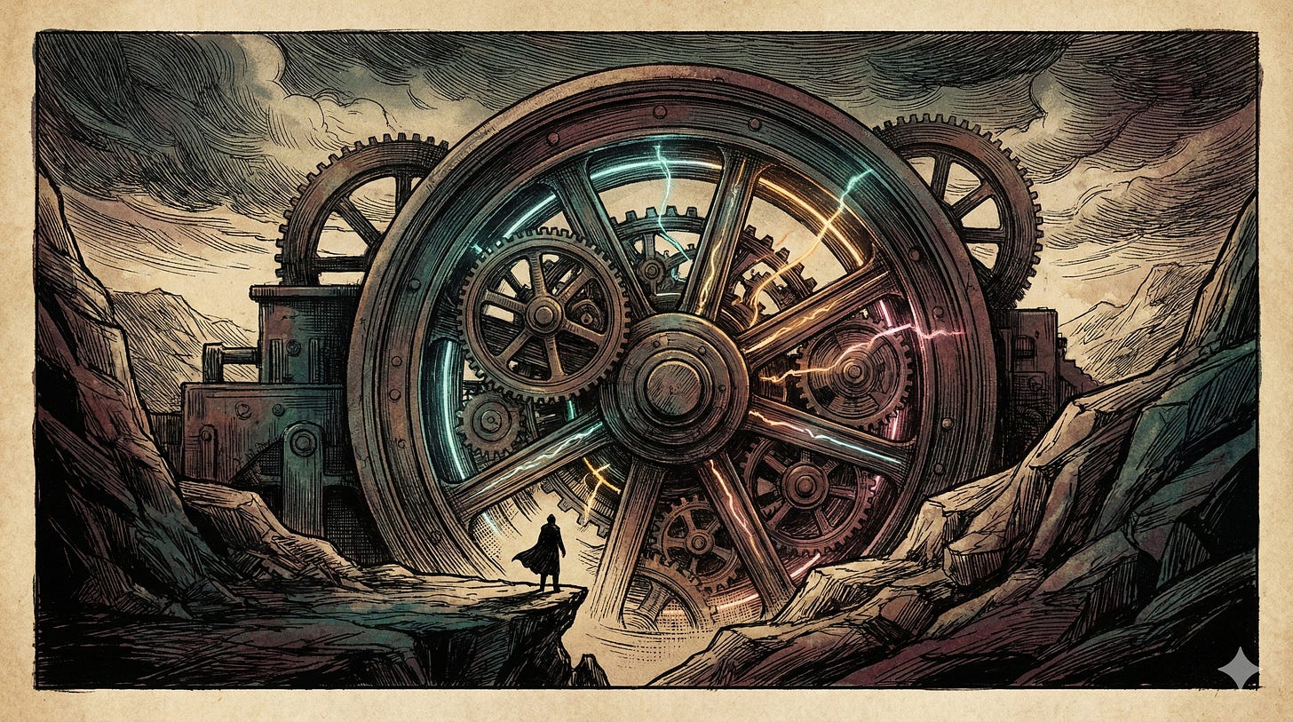 Creator choosing Substack over social media platforms — etching illustration