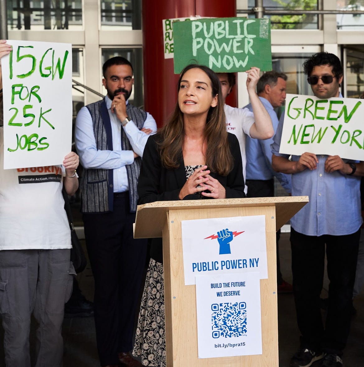 New York State Senator Julia Salazar speaking on the need to implement the Build Public Renewables Act to scale up production of renewable energy Photo Credit: Michael Paulson | Sane Energy Project New York State Senator Julia Salazar speaking on the need to implement the Build Public Renewables Act to scale up production of renewable energy Photo Credit: Michael Paulson | Sane Energy Project