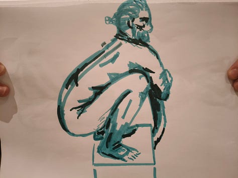 sketches of nude made in a life drawing class