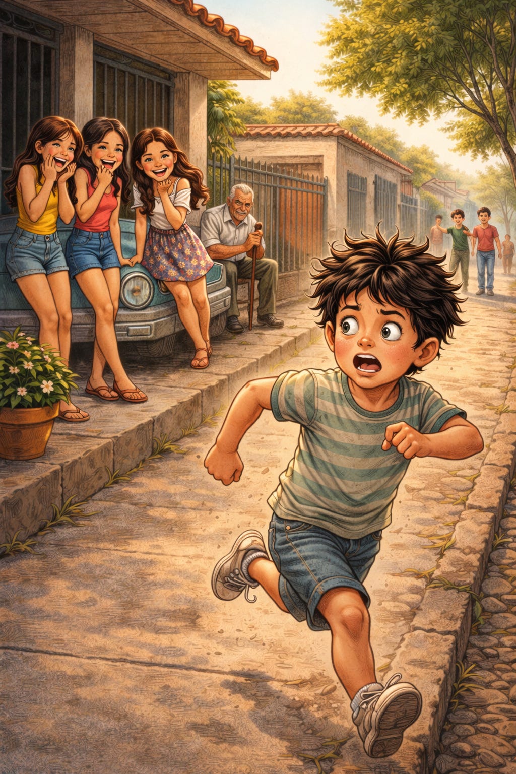A cartoon of a child running on a street

AI-generated content may be incorrect.