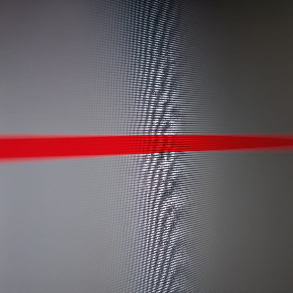 A red line across a computer screen