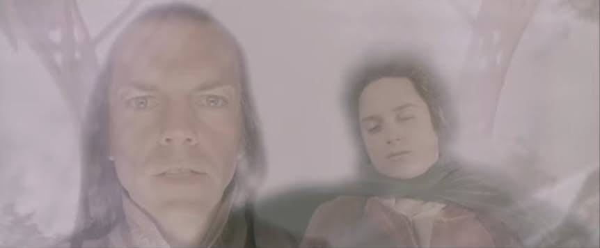 Transparent frodo and low-opacity elrond