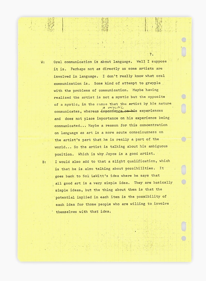 Ian Wilson, Discussion, 10th of July 1970, (photocopy on seven sheets), 1970 [MoMA, New York, NY. © Ian Wilson]