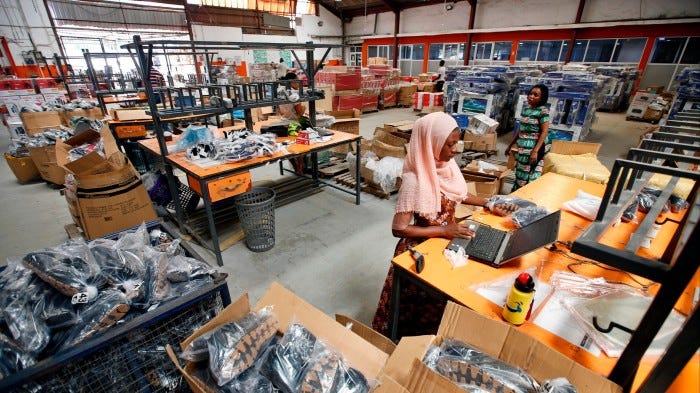 A worker at a Jumia distribution warehouse in Lagos