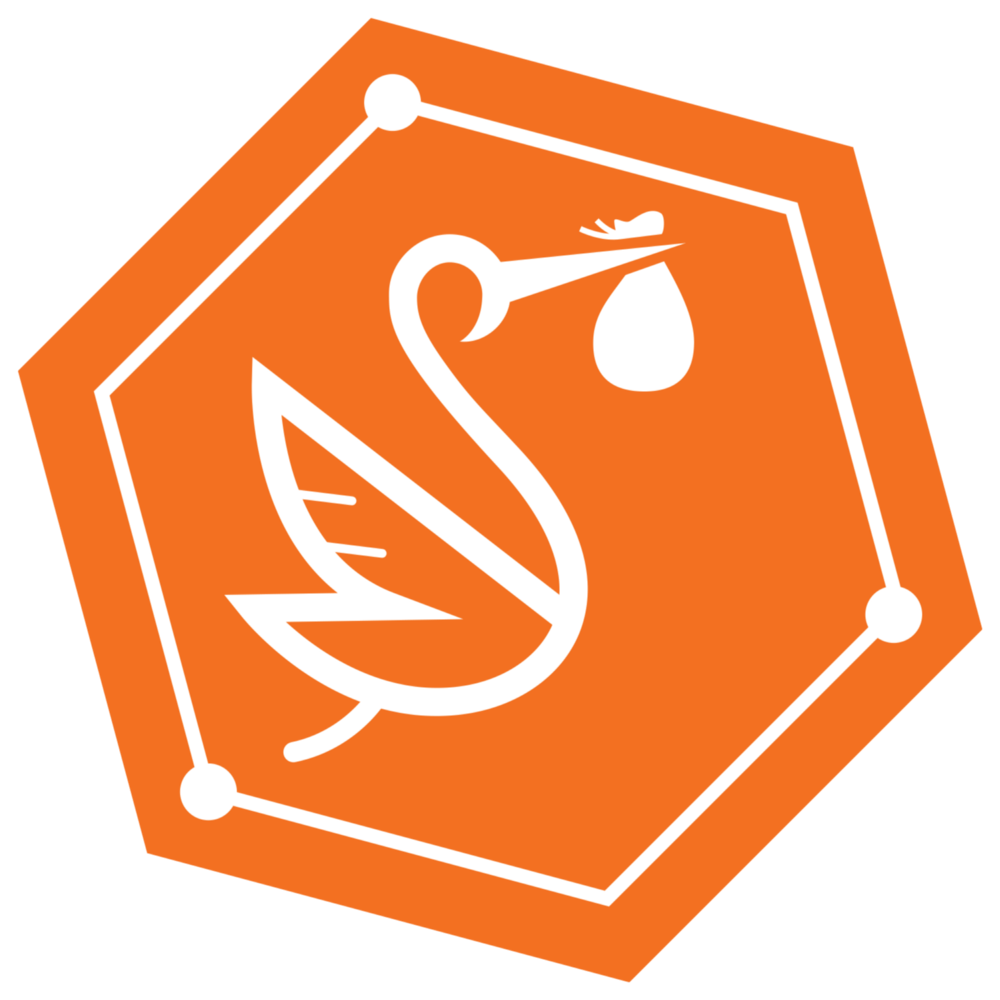 Ledgerback’s Logomark of Scout Stork, the most punk stork in the world!