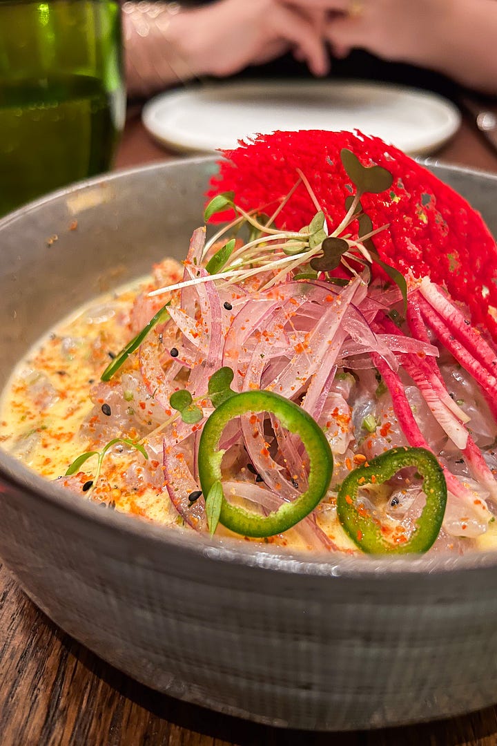 From left to right, Liam Collens, Penelope Diaz (Fusions Ceviche) and Omar Shihab (BOCA); a bowl of Penelope's now famous sea bass ceviche.
