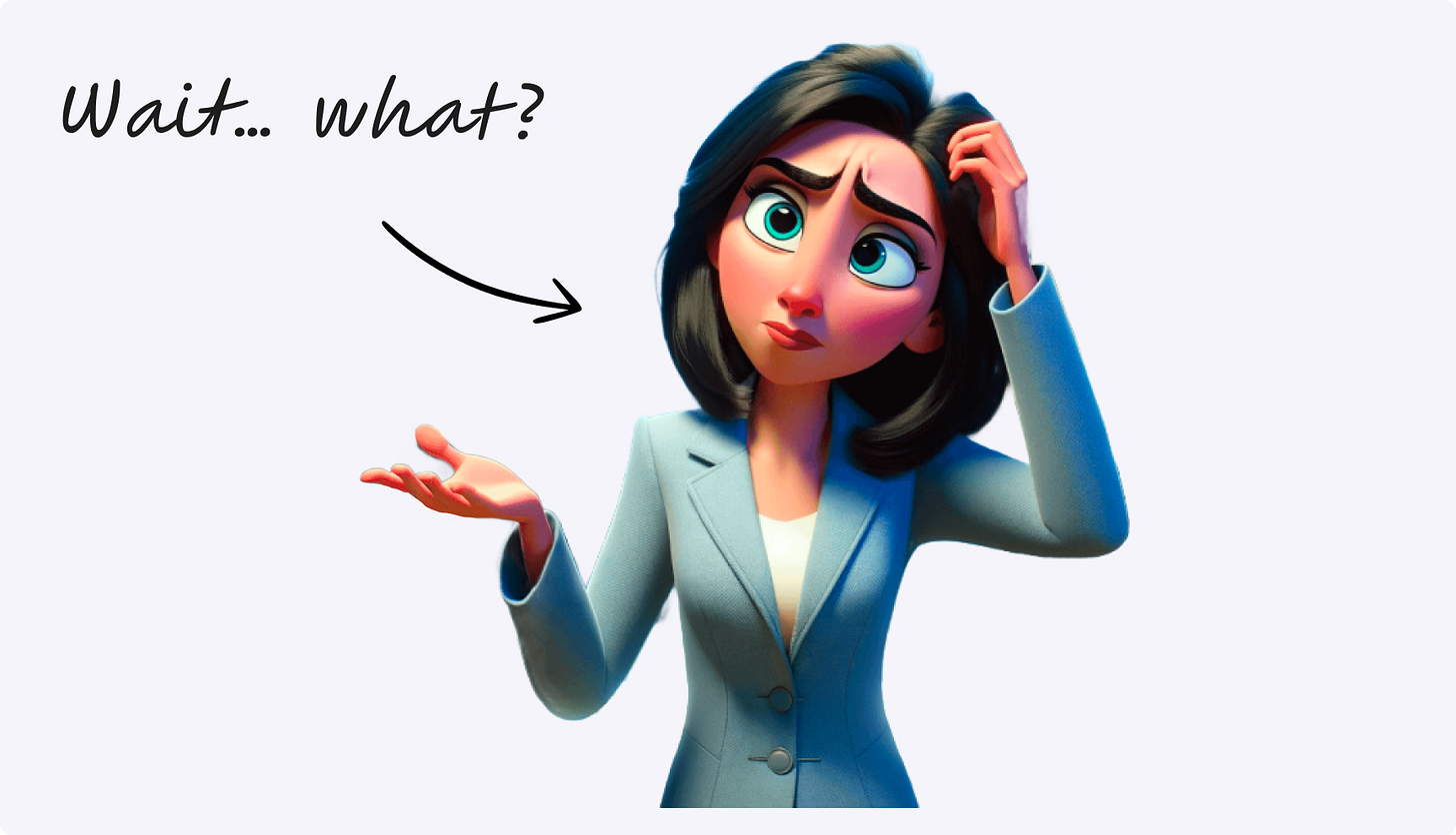 woman scratching her head asking "wait... what?"