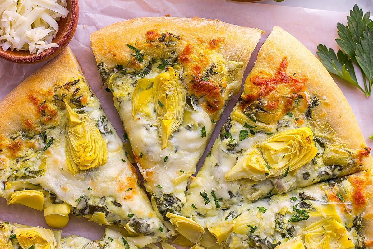 EASY Artichoke Pizza Recipe - Spinach Artichoke Dip Pizza!