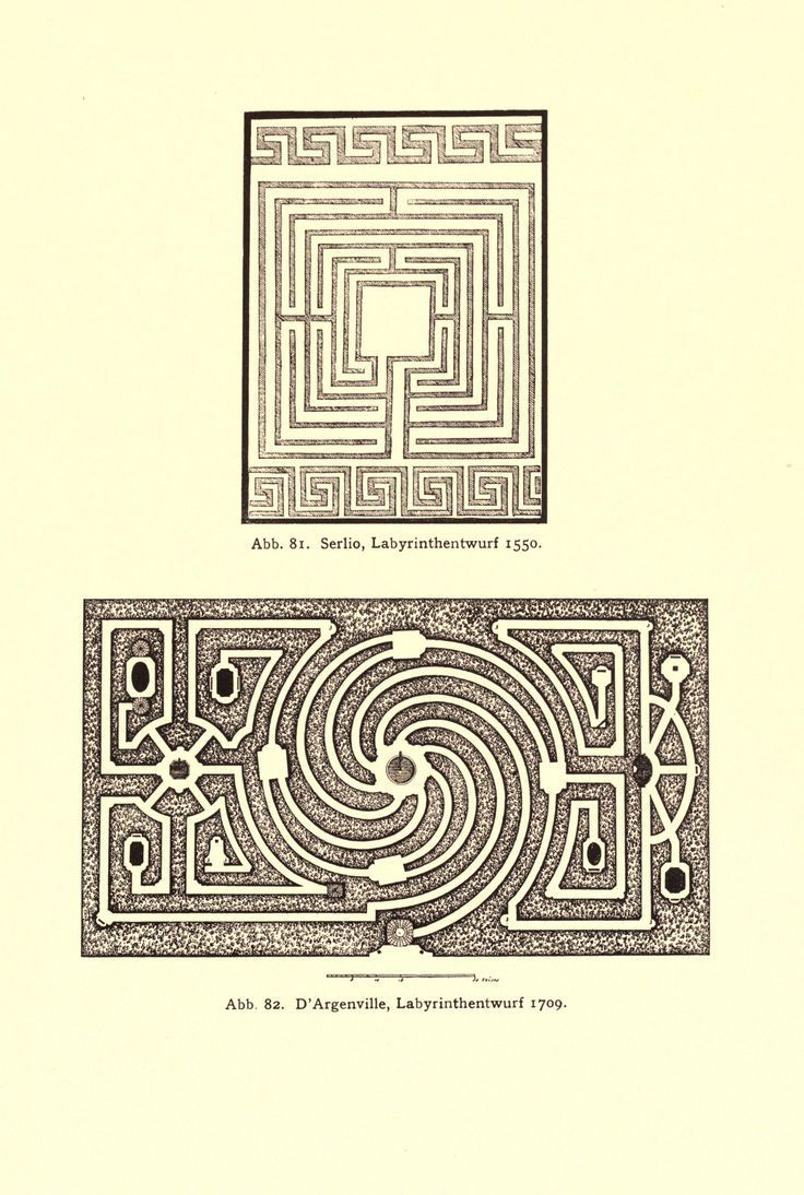 This may contain: an old book with two mazes in the middle and one at the bottom,