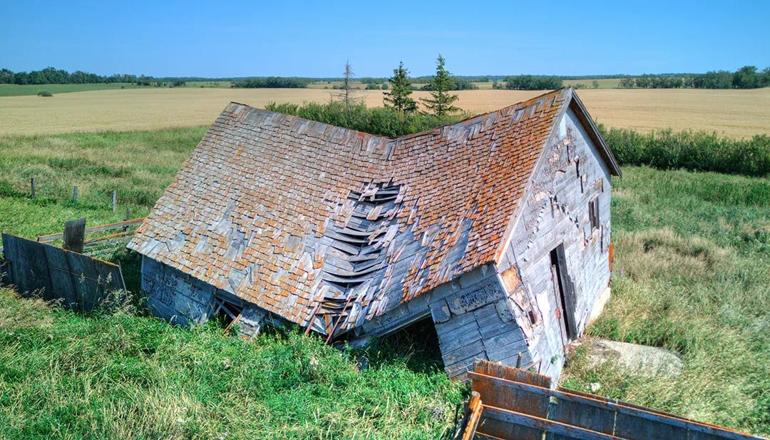 Image of a collapsing barn