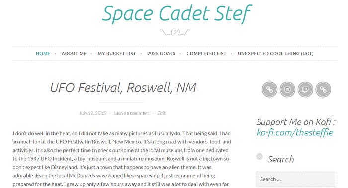 Screenshot of my old website