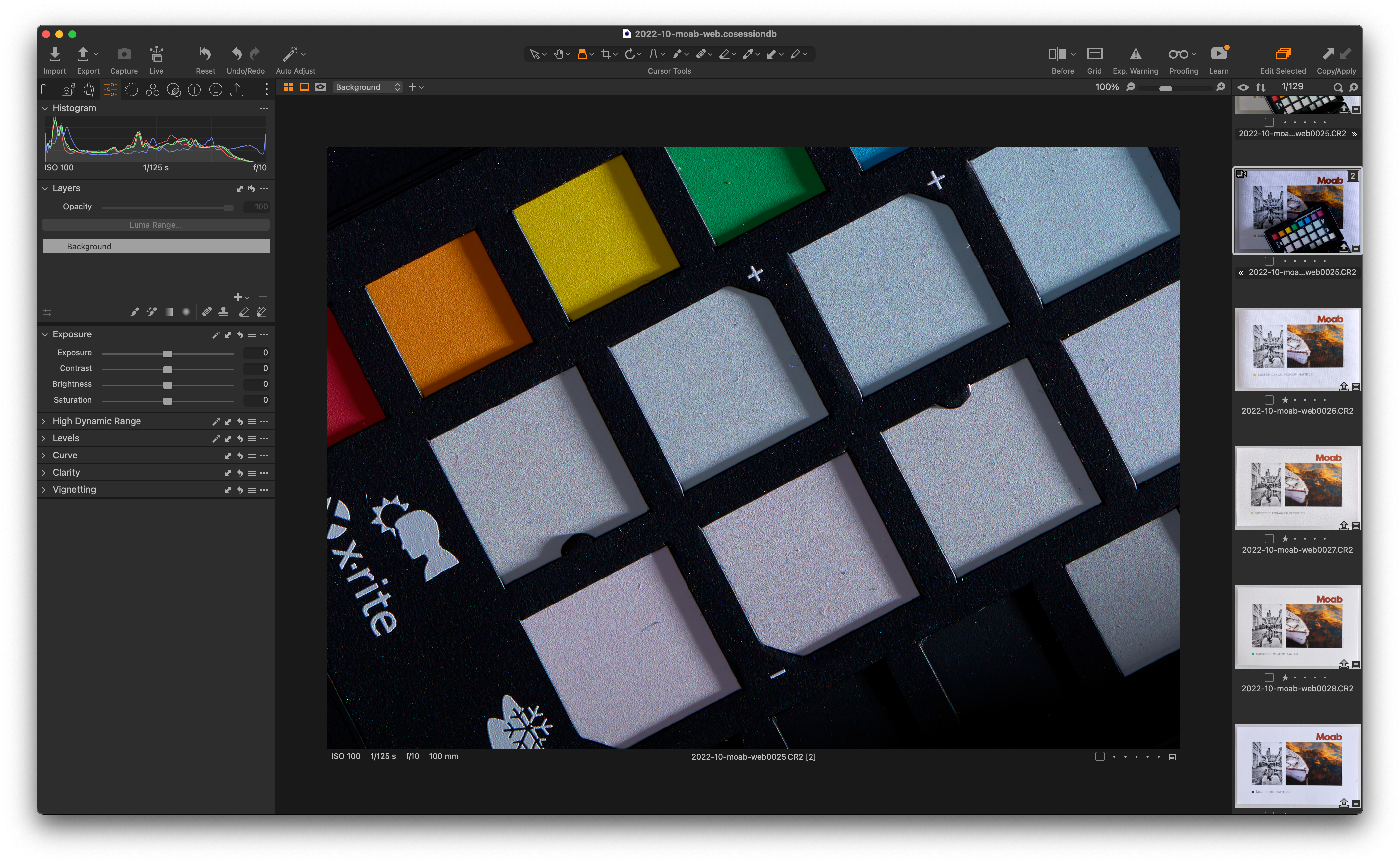 x-rite color checker close up