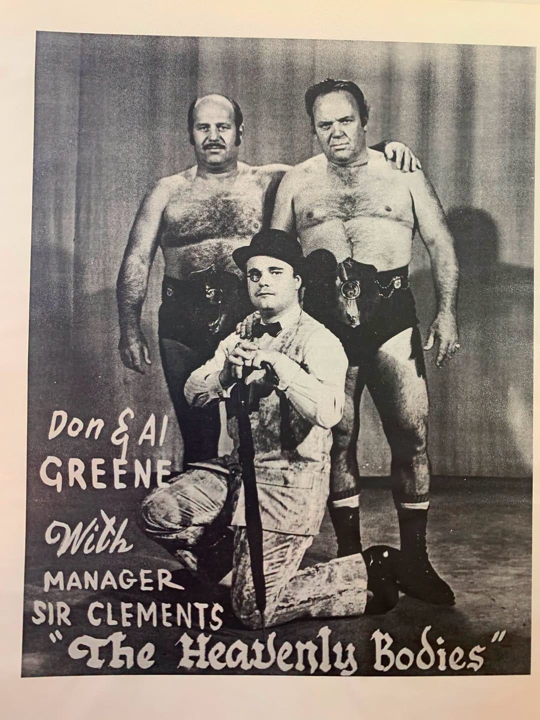 May be an image of text that says 'Don င် င် AI GREENE With MANAGER SIR CLEMENTS " he Heatsenlu Bodies"'