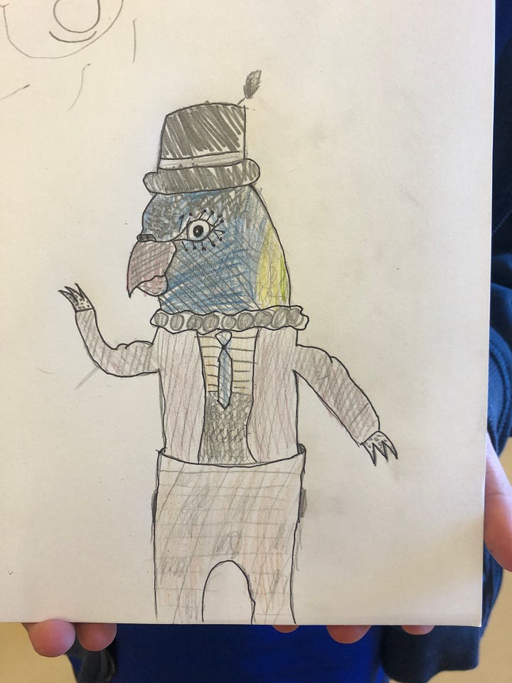 Anthropomorphic animal drawings by children