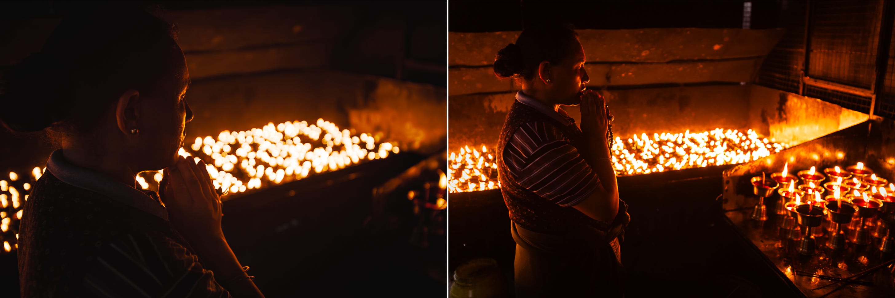 Prayers at the stupa, Boudha, Nepal. 1/60, ƒ/2.8, ISO 800, 35mm