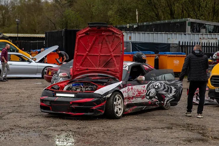 The same car I caught drifting in my header image having some maintenance off track at Three Sisters Circuit, Wigan. April 2024. The same car I caught drifting in my header image having some maintenance off track at Three Sisters Circuit, Wigan. April 2024.