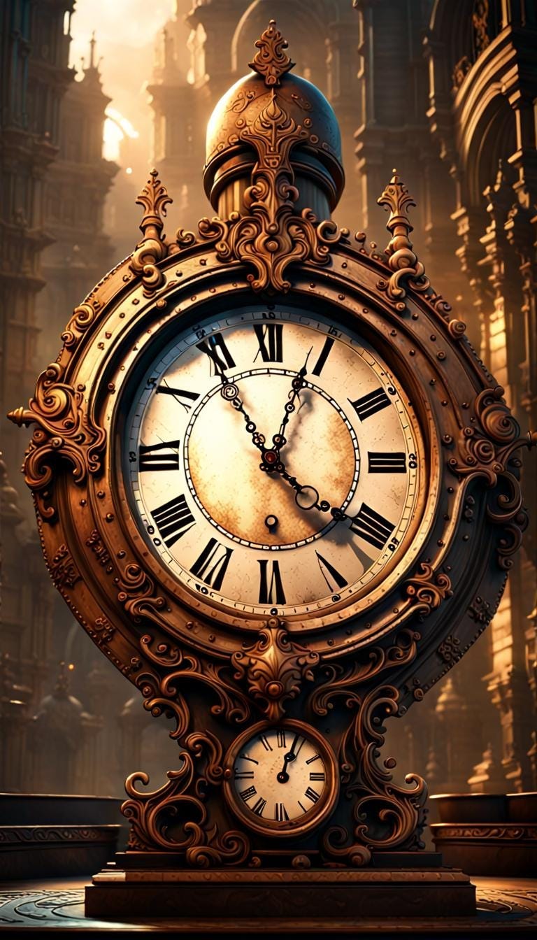 Large clock face on futuristic building Large clock face on futuristic building