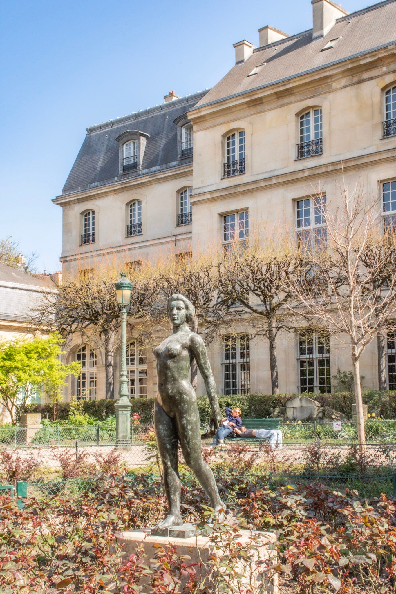 Aristide Maillol’s L’Île-de-France sculpture standing at the centre of Square Georges Cain in Paris.