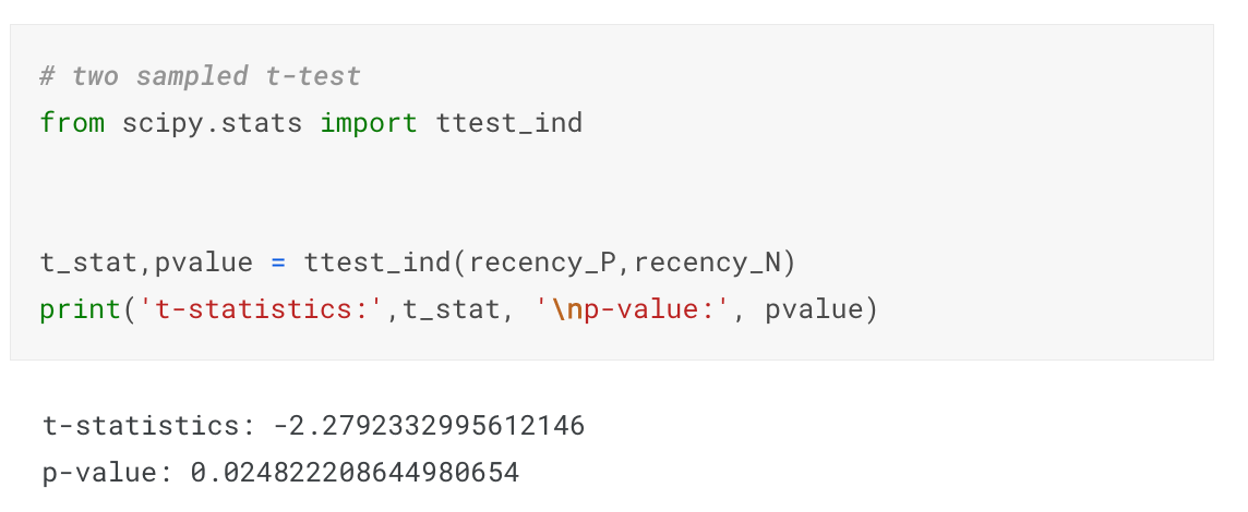 t-test in python