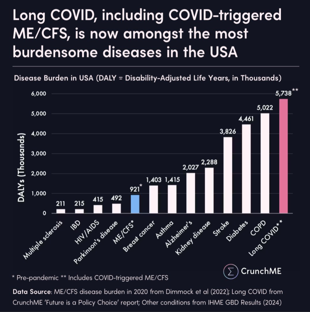 Graph: "Long COVID, including COVID-triggered ME/CFS, is now amongst the most burdensome diseases in the USA"