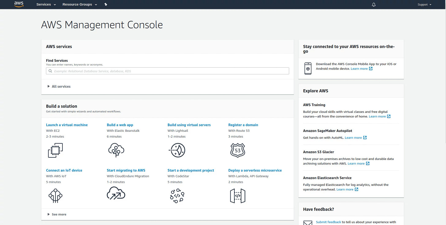 AWS console.